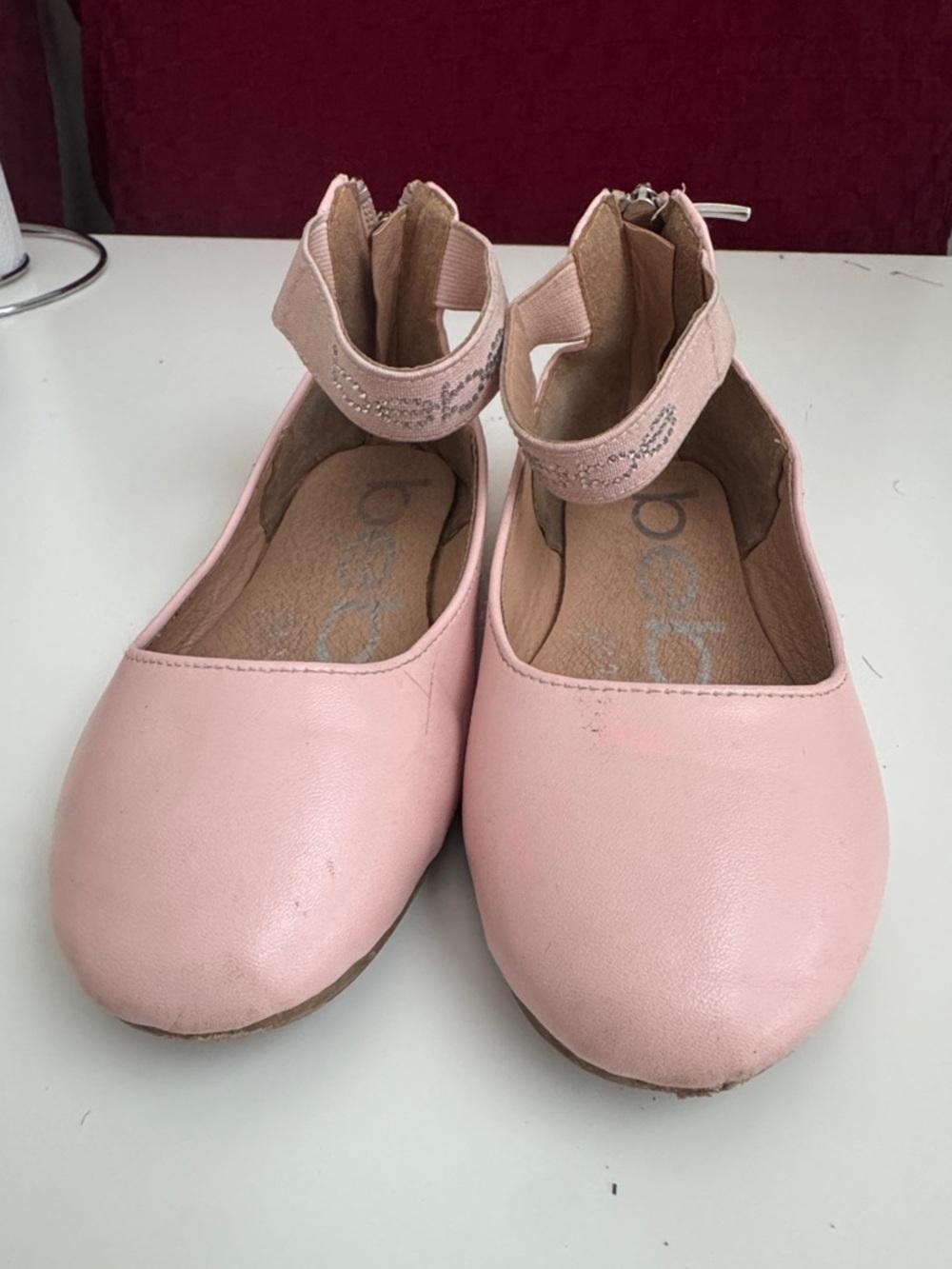 bebe Girls' Light Pink Ankle-Strap Ballet Flats